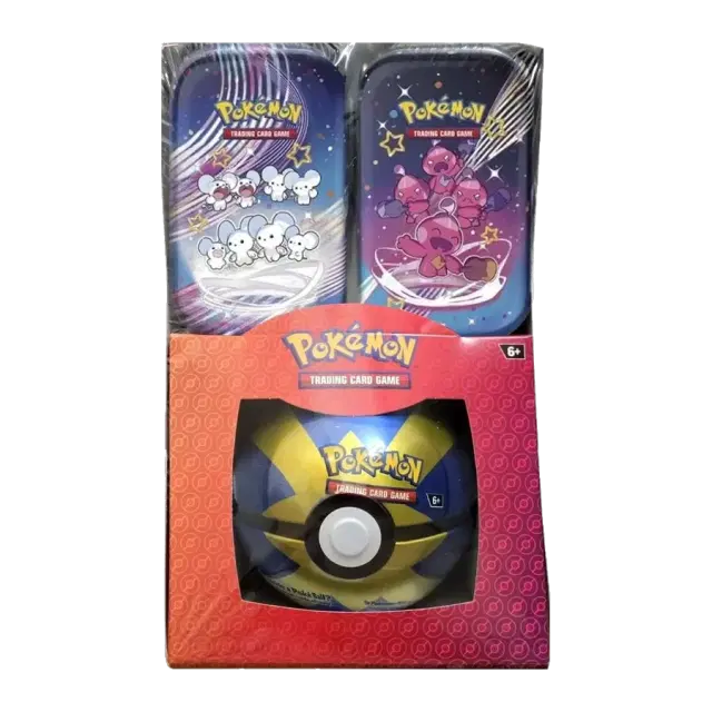 Retail Exclusive Pokemon Paldean Fates Mini Tins + Poke Ball Tin