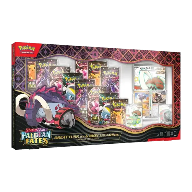 Paldean Fates Great Tusk ex & Iron Treads ex Premium Collection